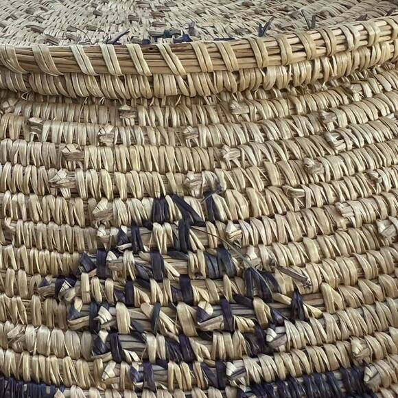 Vintage Tribal Coil Raffia Woven Basket Bowl 12.5" - Picture 4 of 8